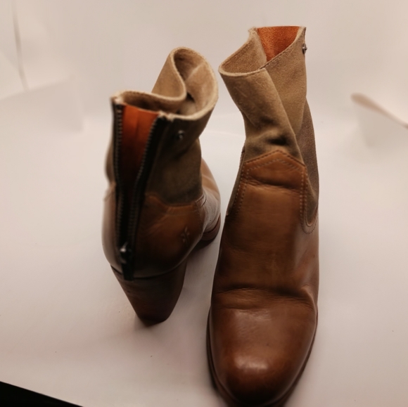 Frye Brown Tessa Short Suede Zippered Bootie - Picture 2 of 15